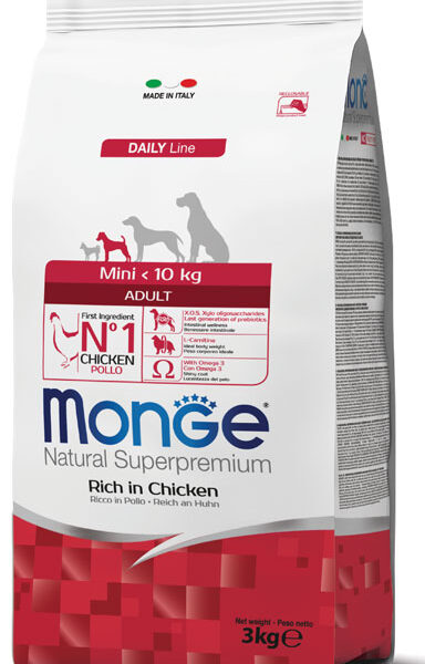 MONGE Natural Superpremium
Mini Adult
Rich in Chicken
